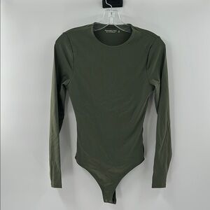 Abercrombie & Fitch Olive Green Long Sleeve Bodysuit Top